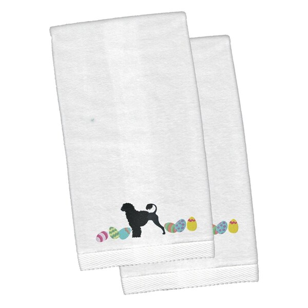 Carolines Treasures Portuguese Water Dog Easter White Embroidered Plush Hand Towel, 2PK CK1673KTEMB - main